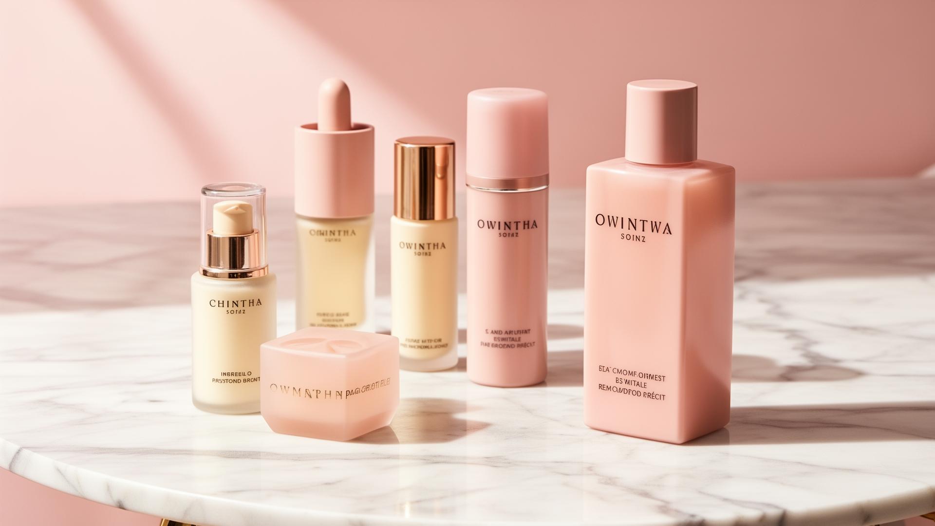 Luxury beauty products on marble